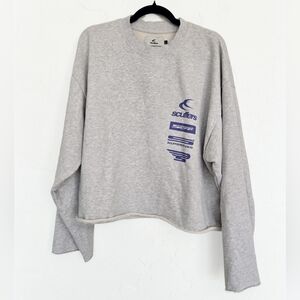 Scuffers Gray Purple Oversized Cut Off Sweatshirt, L